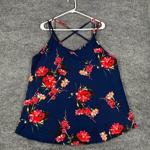 Papermoon Womens Shirt 1X Blue Floral Sleeveless Tank Top Stitch Fix NWT New